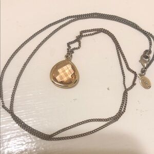 Express Gold-Tone Necklace with Champagne Crystal Pendant